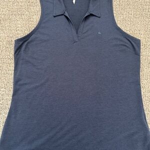 TravisMathew Majorca Sleeveless Polo - size L Heather Mood Indigo (blue)
